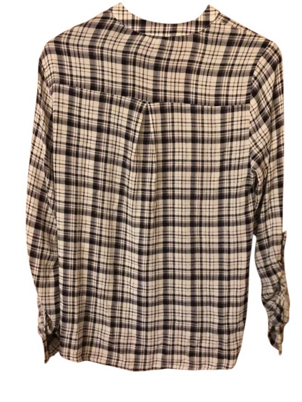 C Faux Wrap Black White Plaid blouse  classic Resortwear coastal Cowgirl western - Picture 10 of 10